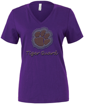 Load image into Gallery viewer, Clemson Tiger Guard Rhinestone V Neck Tee