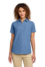 Load image into Gallery viewer, Port & Co ® Women's Short Sleeve Value Denim Shirt. LSP11