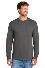 Load image into Gallery viewer, Port & Co ® Tall Long Sleeve Essential Pocket Tee. PC61LSPT