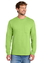 Load image into Gallery viewer, Port & Co ® Tall Long Sleeve Essential Pocket Tee. PC61LSPT