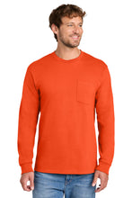 Load image into Gallery viewer, Port & Co ® Tall Long Sleeve Essential Pocket Tee. PC61LSPT