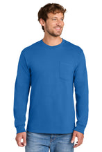 Load image into Gallery viewer, Port & Co ® Tall Long Sleeve Essential Pocket Tee. PC61LSPT