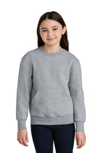 Load image into Gallery viewer, Port & Co ® Youth Core Fleece Crewneck Pocket Sweatshirt PC78YPKT