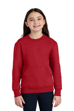 Load image into Gallery viewer, Port & Co ™ Youth Core Fleece Crewneck Pocket Sweatshirt PC78YPKT