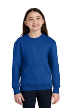 Load image into Gallery viewer, Port & Co ® Youth Core Fleece Crewneck Pocket Sweatshirt PC78YPKT