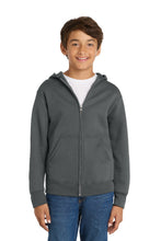Load image into Gallery viewer, Port & Co ® Youth Core Fleece Full-Zip Hooded Sweatshirt PC78YZH