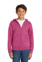 Load image into Gallery viewer, Port & Co ® Youth Core Fleece Full-Zip Hooded Sweatshirt PC78YZH