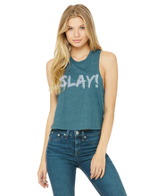 Load image into Gallery viewer, Slay! Iridescent Rhinestone Racerback Tank