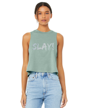 Load image into Gallery viewer, Slay! Iridescent Rhinestone Racerback Tank