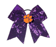 Load image into Gallery viewer, Clemson Tiger Guard Sequin Hair Bow