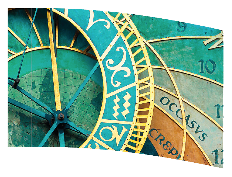 Pre-Designed Flags - Teal Astronomical Clock