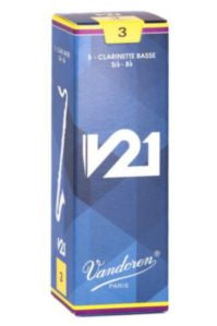 Vandoren Bb Bass Clarinet Reeds - V21, Strength 3 5ct