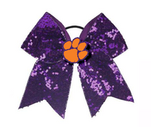 Load image into Gallery viewer, Clemson Tiger Guard Sequin Hair Bow
